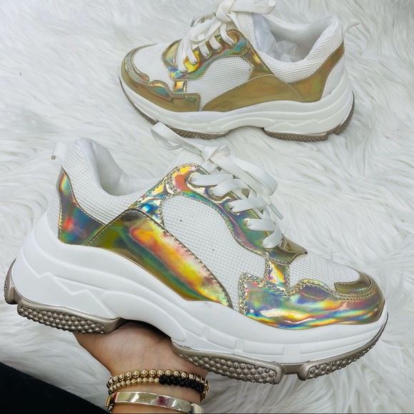 Gold metallic chunky sneaker - Picture 2 of 7